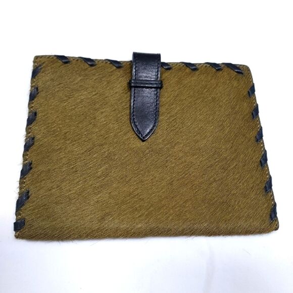 Harold Powell Olive Calf Hair and Leather Passport Holder - Picture 1 of 7